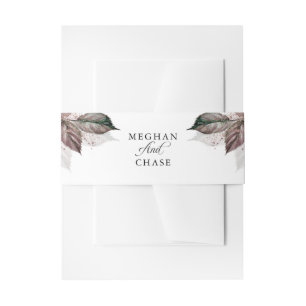 Modern Watercolor Glitter Foliage BarefootBride™ Invitation Belly Band