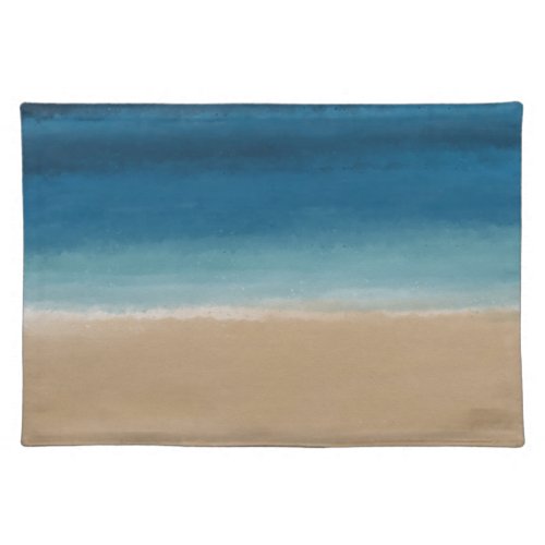 Modern Watercolor Gold Blue Beach Cloth Placemat