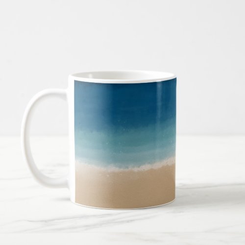 Modern Watercolor Gold Blue Beach Coffee Mug