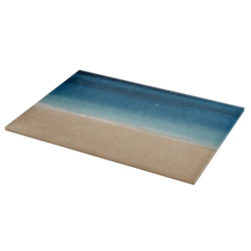 Modern Watercolor Gold Blue Beach Cutting Board