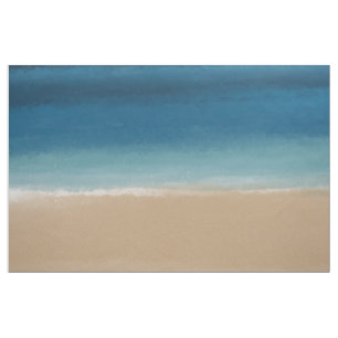 Modern Watercolor Gold Blue Beach Fabric