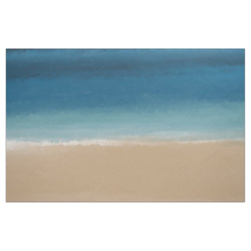 Modern Watercolor Gold Blue Beach Fabric