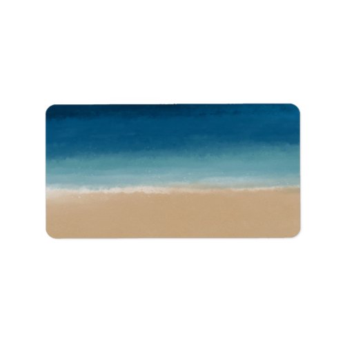 Modern Watercolor Gold Blue Beach Label