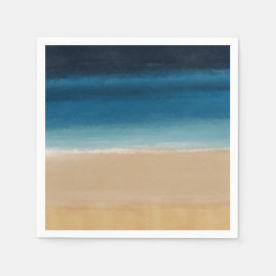 Modern Watercolor Gold Blue Beach Napkins