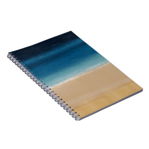 Modern Watercolor Gold Blue Beach Notebook