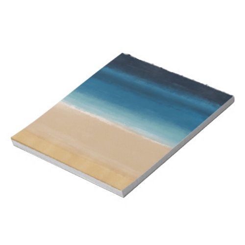 Modern Watercolor Gold Blue Beach Notepad