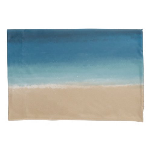 Modern Watercolor Gold Blue Beach Pillow Case