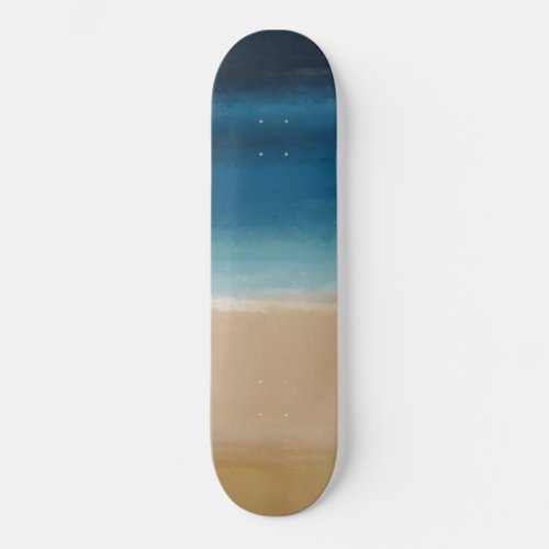 Modern Watercolor Gold Blue Beach Skateboard