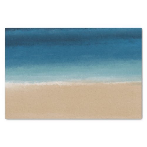 Modern Watercolor Gold Blue Beach Tissue Paper