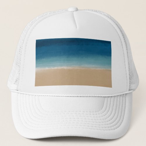 Modern Watercolor Gold Blue Beach Trucker Hat