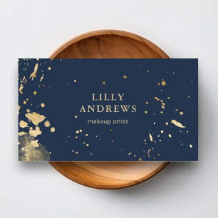 Modern Watercolor Gold (imitation) dark blue Business Card