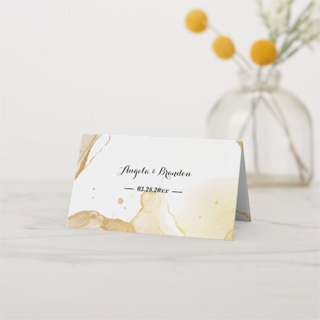 Modern Watercolor Gold  place card (Back)