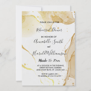 Modern Watercolor Gold  Rehearsal Dinner Invitation