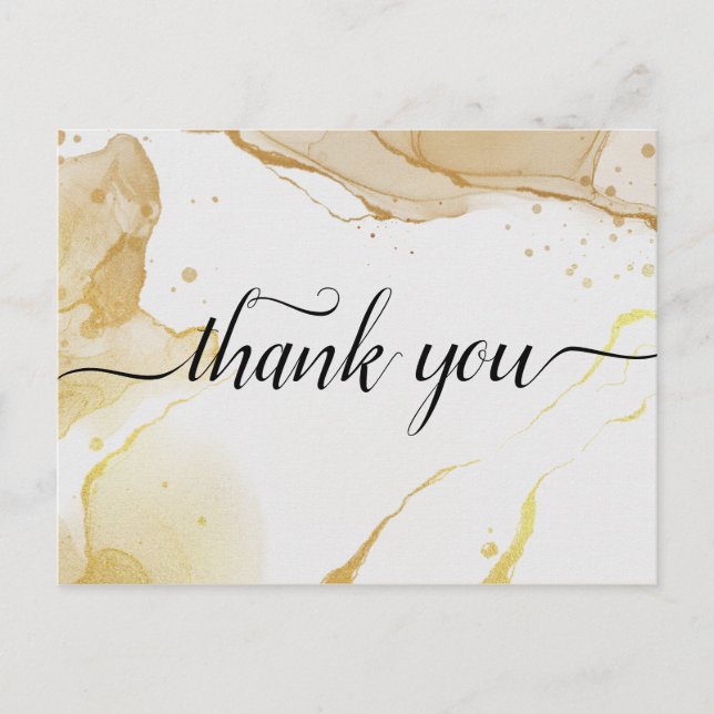 Modern Watercolor Gold Thank you Postcard (Front)