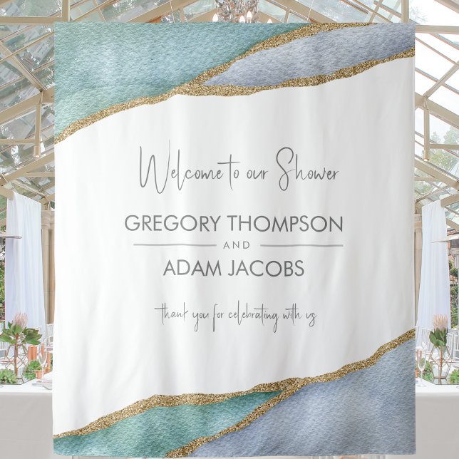 Modern watercolor gold trim shower backdrop (Creator Uploaded)