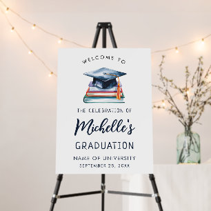 Modern Watercolor Graduation Party Welcome Sign