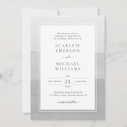 Modern Watercolor Gray Wedding Invitation