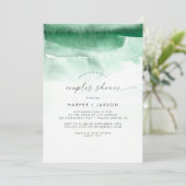Modern Watercolor | Green Couples Shower Invitation (Standing Front)