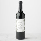 Modern Watercolor Green Leaf Wedding Wine Label