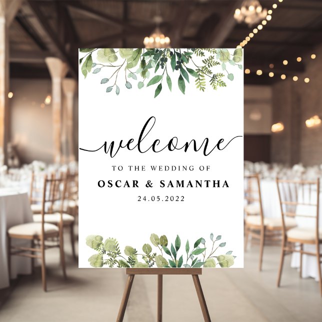 Modern Watercolor Green Leaves Branch Foam Board (Creator Uploaded)