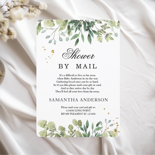 Modern Watercolor Green Leaves Branch Invitation