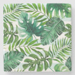Modern Watercolor Green Leaves Tropical Stone Coaster at Zazzle