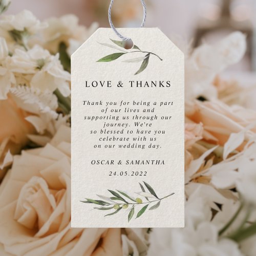 Modern Watercolor Green Olive Branch Gift Tags