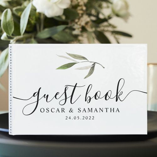 Modern Watercolor Green Olive Branch  Guest Book