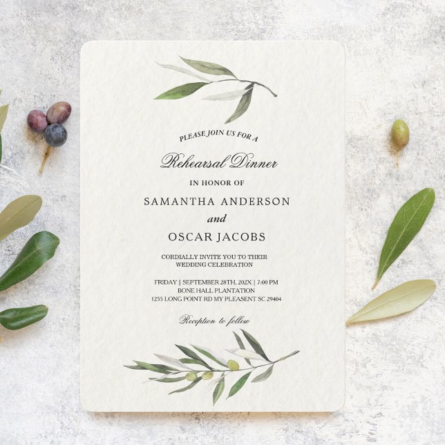 Modern Watercolor Green Olive Branch Invitation (Creator Uploaded)
