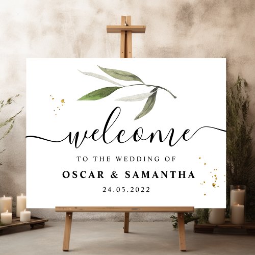 Modern Watercolor Green Olive Branch Sign