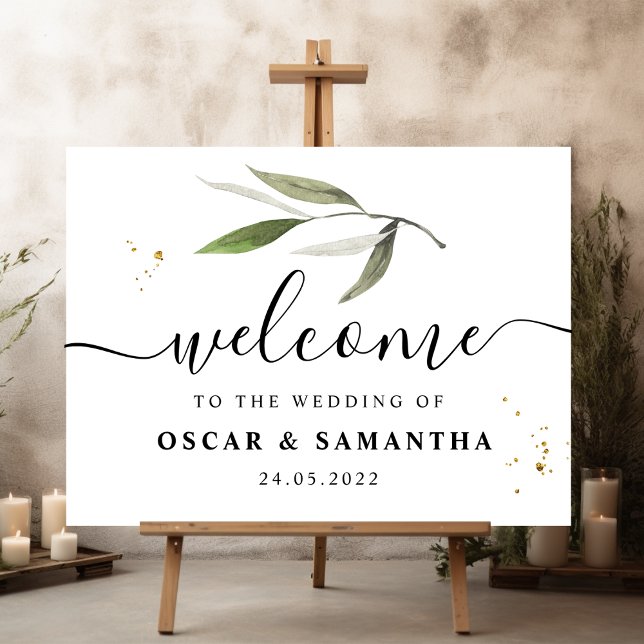 Modern Watercolor Green Olive Branch Sign (Creator Uploaded)