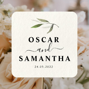 Modern Watercolor Green Olive Branch Square Sticker