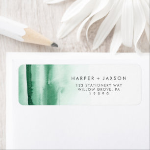 Modern Watercolor   Green Return Address Label