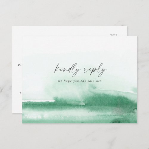 Modern Watercolor Green Song Request RSVP Postcard