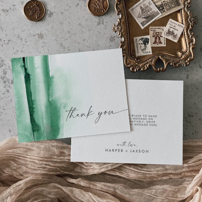 Modern Watercolor | Green Thank You Card (Creator Uploaded)