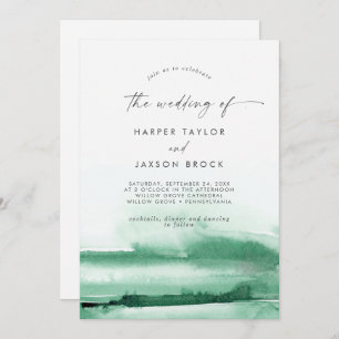 Modern Watercolor Green The Wedding Of Invitation