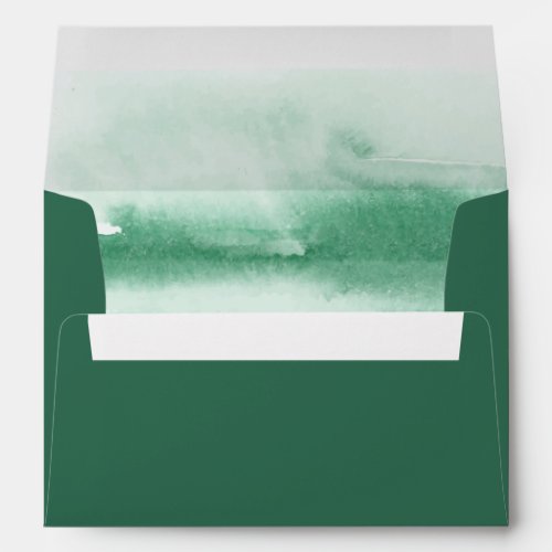 Modern Watercolor  Green Wedding Invitation Envel Envelope