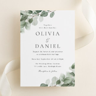 Modern Watercolor Greenery All Seasons Wedding Invitation