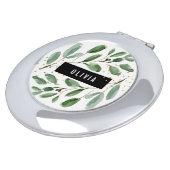 Modern Watercolor Greenery and Gold Compact Mirror (Turned)