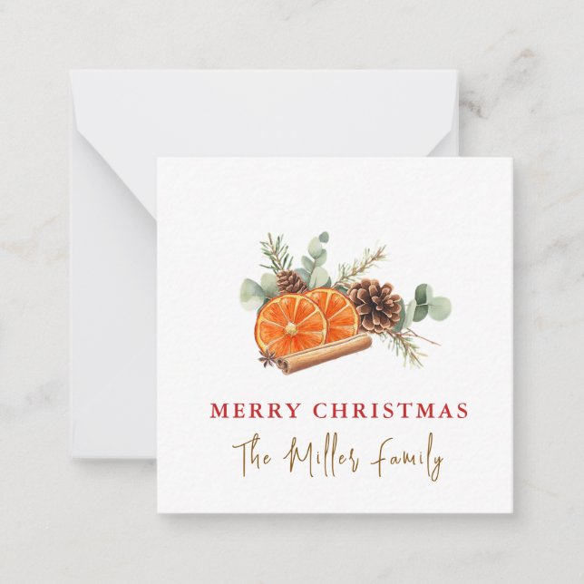 Modern watercolor greenery Christmas  Note Card (Front)