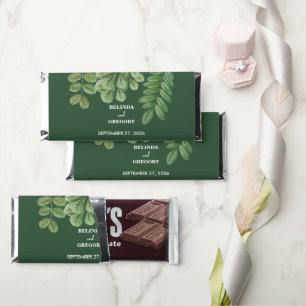 Modern Watercolor Greenery Emerald Green Wedding Hershey Bar Favors