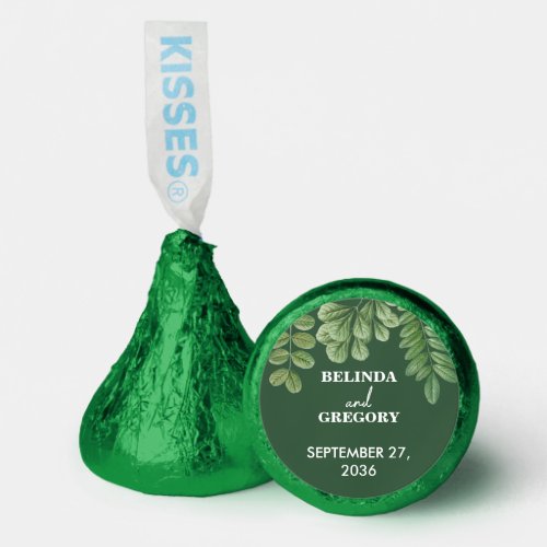 Modern Watercolor Greenery Emerald Green Wedding Hersheys Kisses