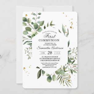 Modern Watercolor Greenery Eucalyptus Green Frame Invitation