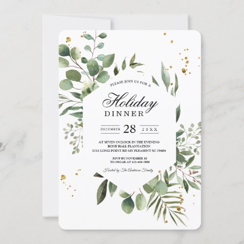 Modern Watercolor Greenery Eucalyptus Green Frame  Invitation