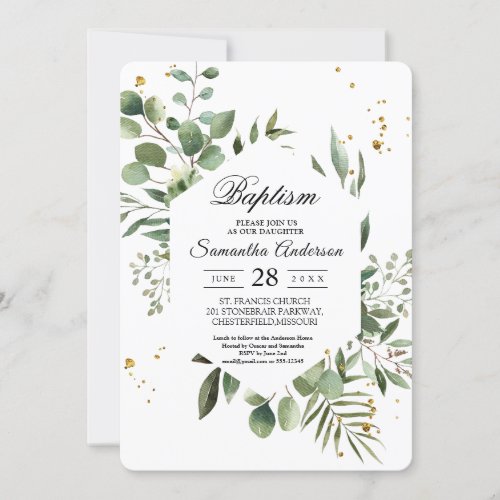 Modern Watercolor Greenery Eucalyptus Green Frame  Invitation