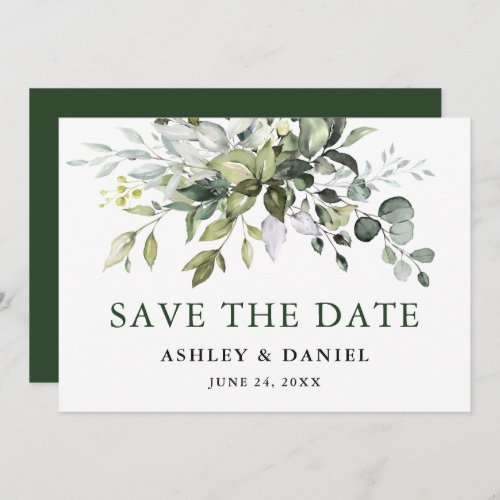 Modern Watercolor Greenery Save The Date