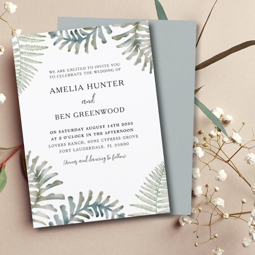Modern Watercolor Greenery Wedding  Invitation