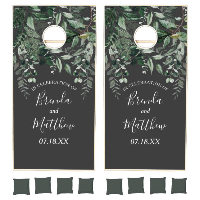Modern Watercolor Greenery Wedding lawn game (Set)