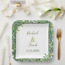 Modern Watercolor Greenery Wedding