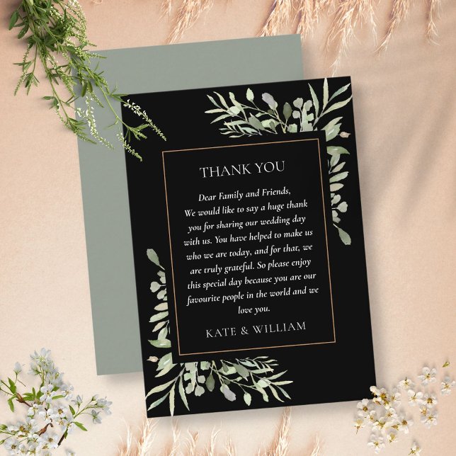 Modern Watercolor Greenery Wedding Thank You Place Card (Creator Uploaded)